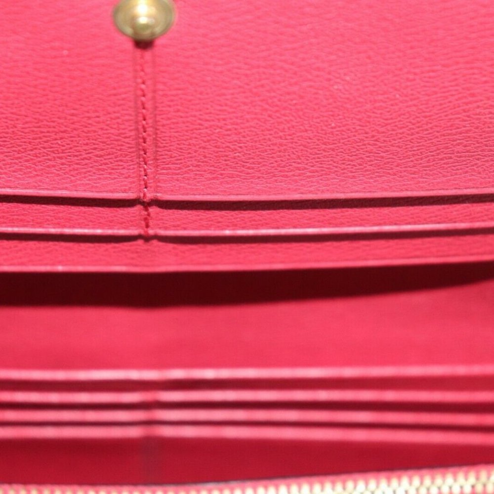Loewe Women's Small Red Wallet Continental Card Holder Leather Snap Closure Bag - Picture 5 of 10